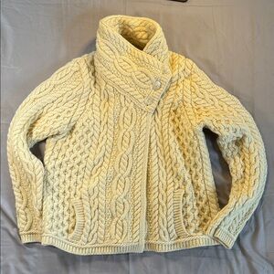 Aran Crafts Cable Knit Turtleneck Sweater - Cream